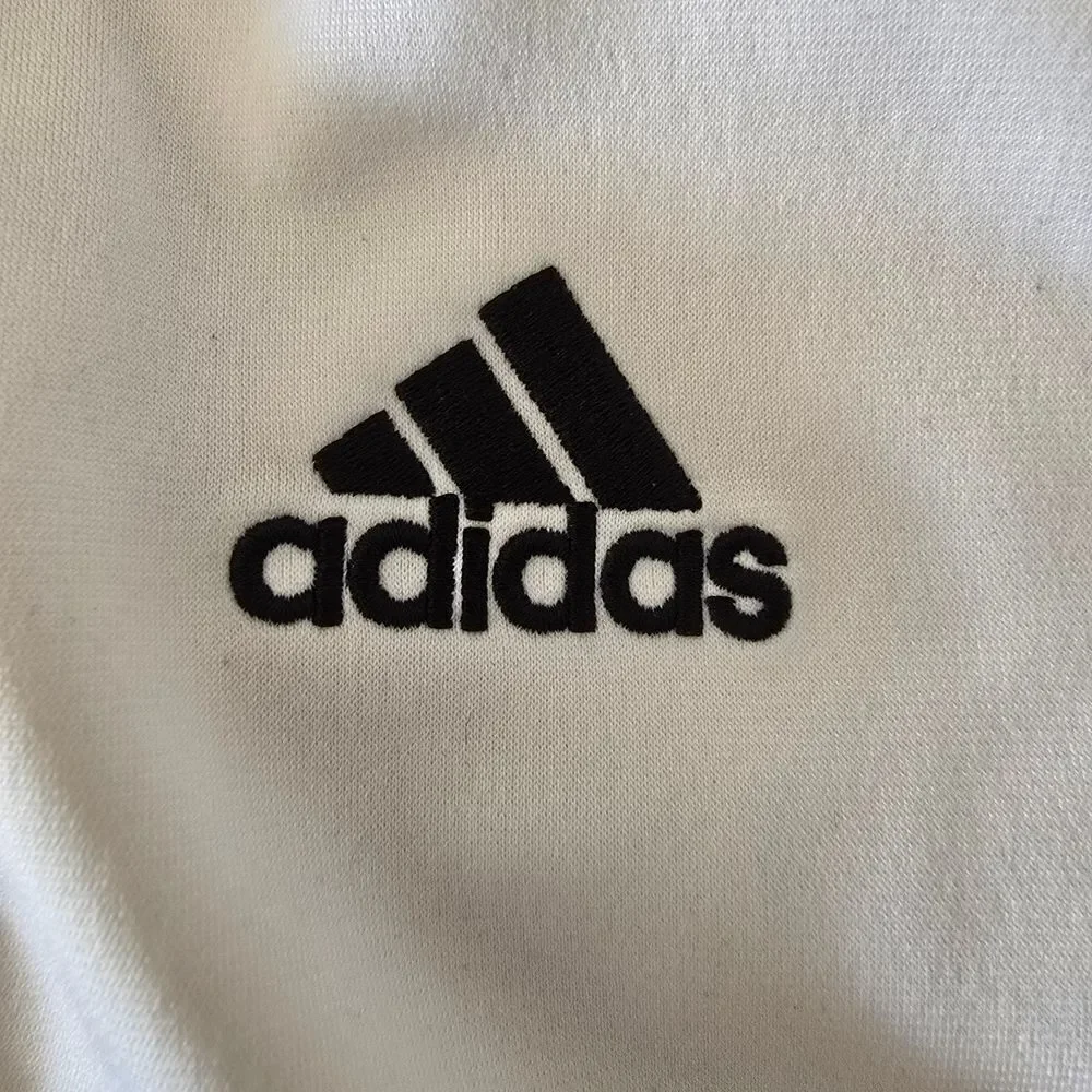 Adidas White Track Jacket with Black Stripes